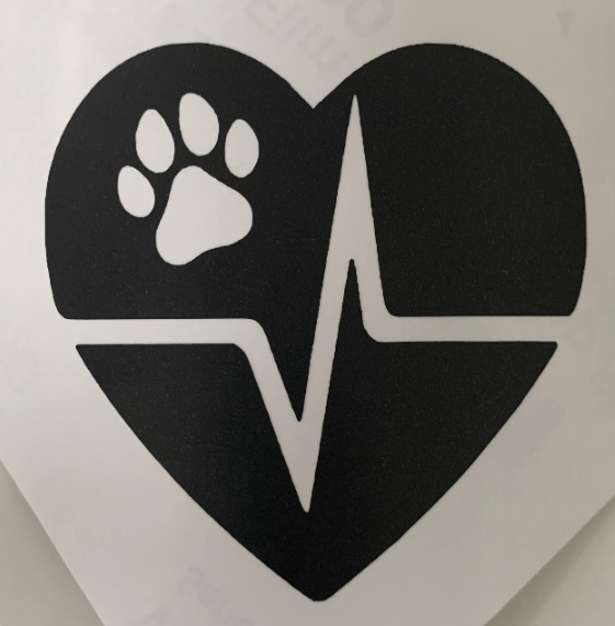 Herz-Puls-Pfote Aufkleber, verschiedene Farben und Größen